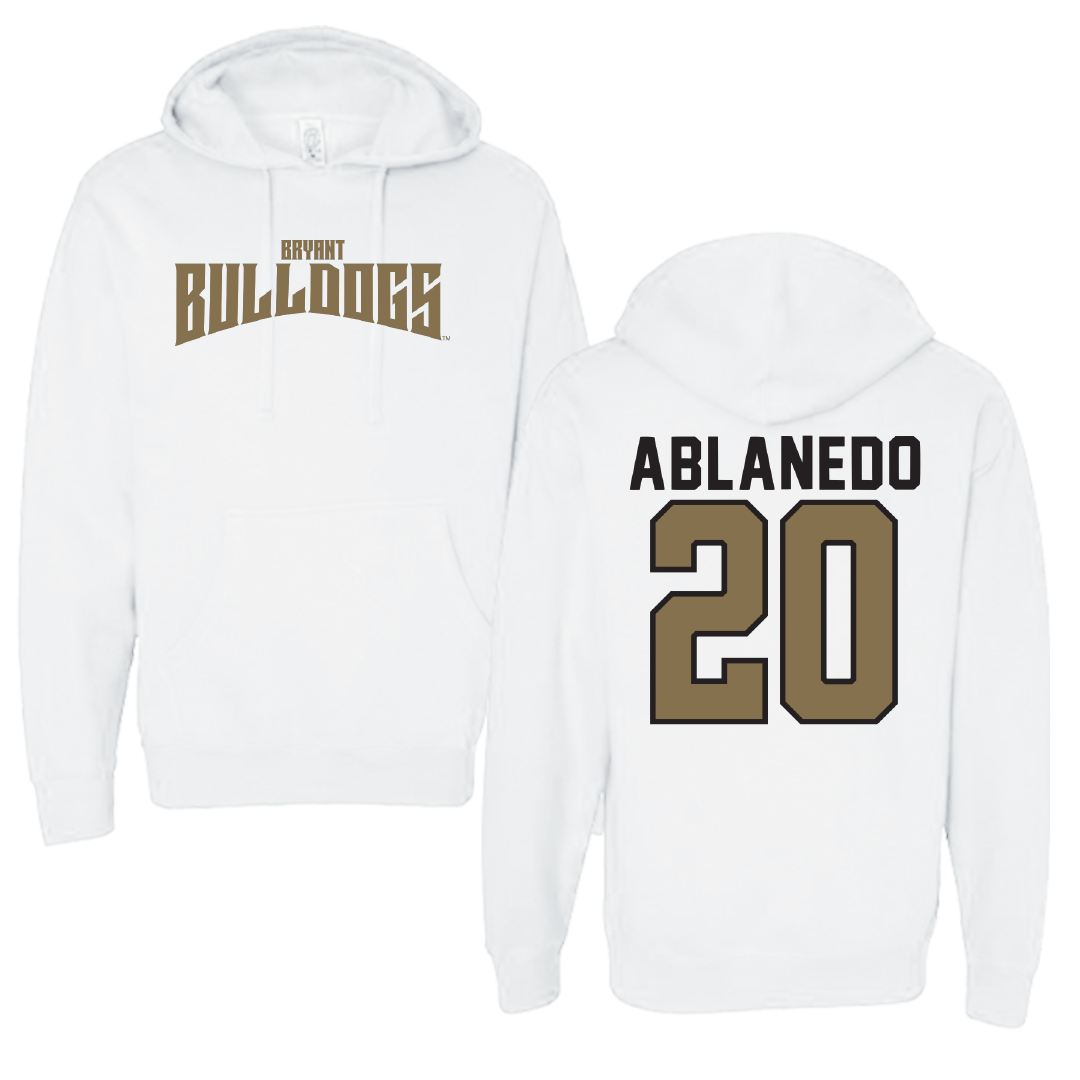 Bryant University Soccer White Classic Hoodie - #20 Pablo Ablanedo