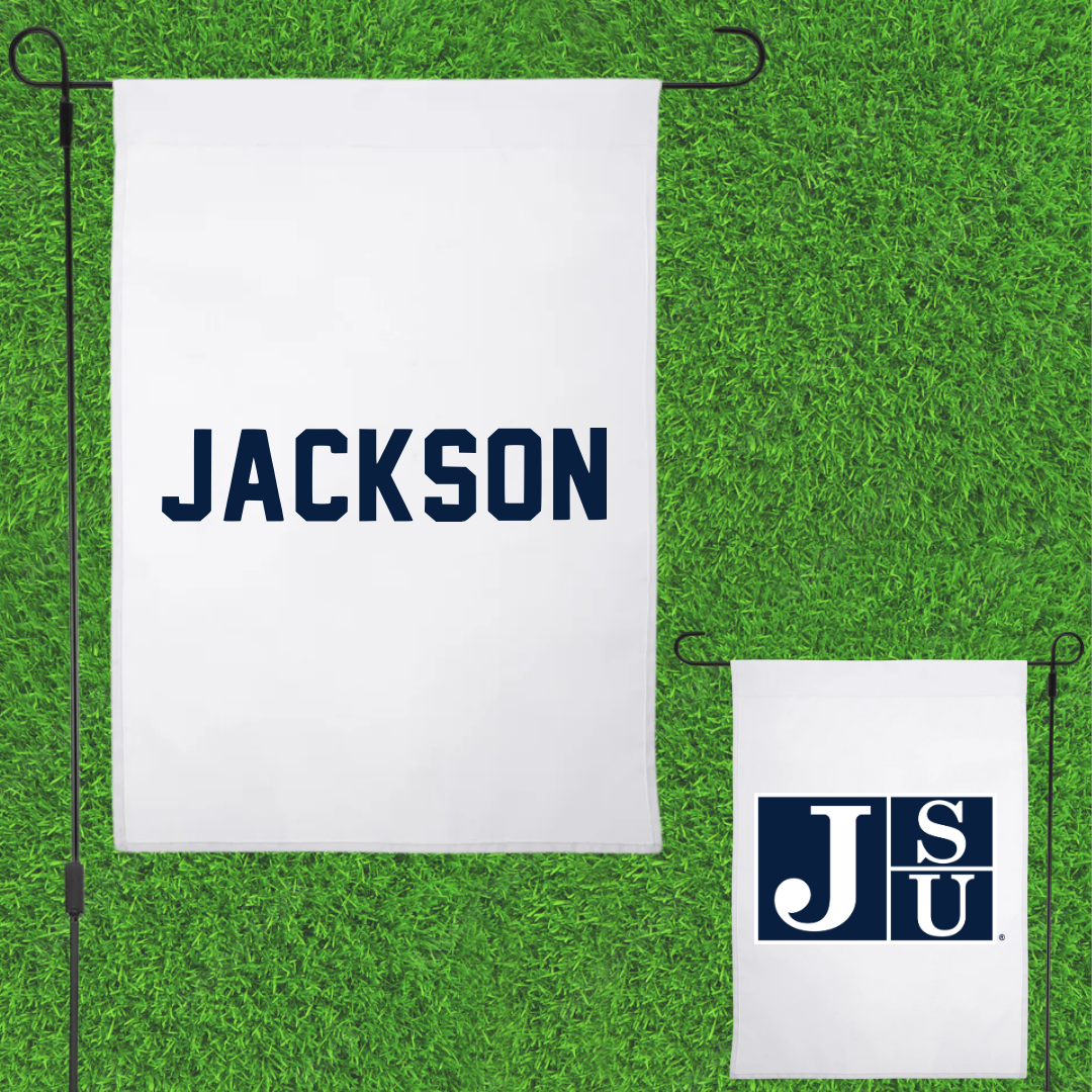Jackson State University TF and XC White Garden Flag - Jyquan Jackson
