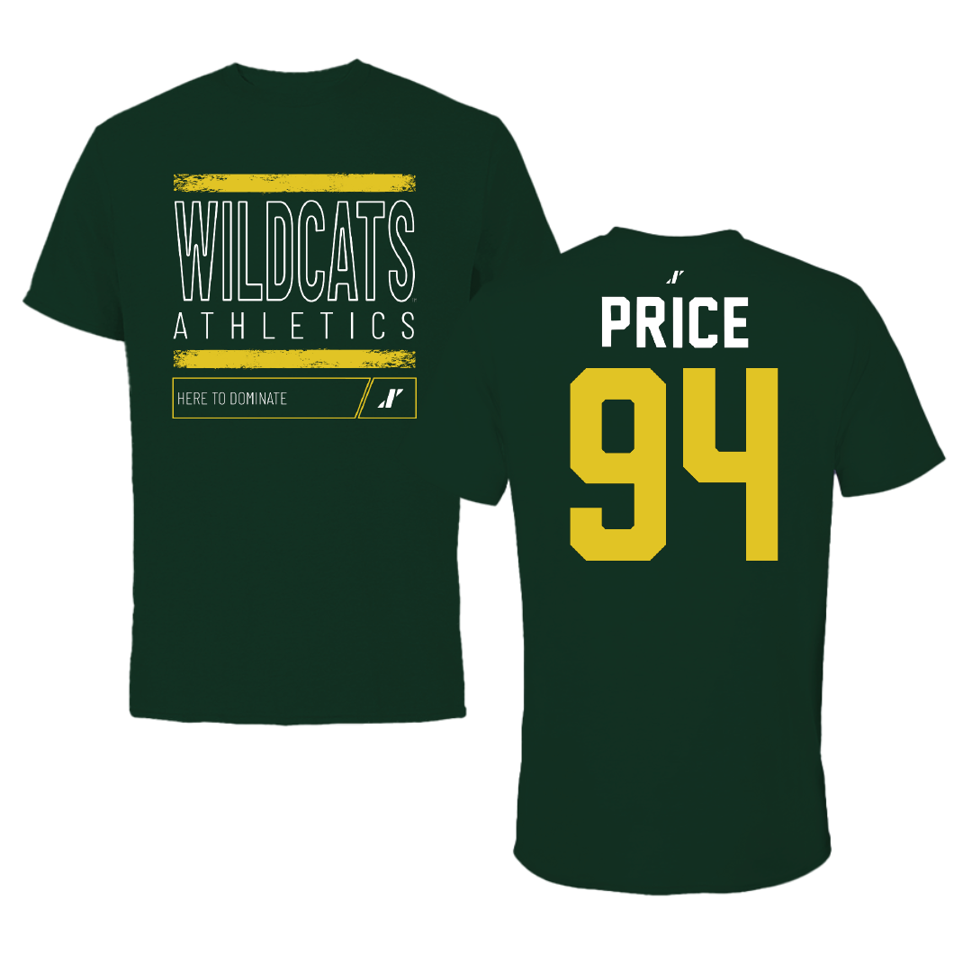 Northern Michigan University Football Forest Green Dominate Tee - #94 Jake Price