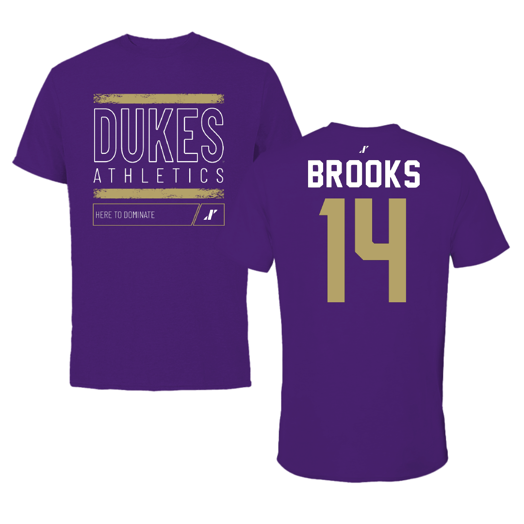 James Madison University Baseball Purple Dominate Tee - #14 TJ Brooks