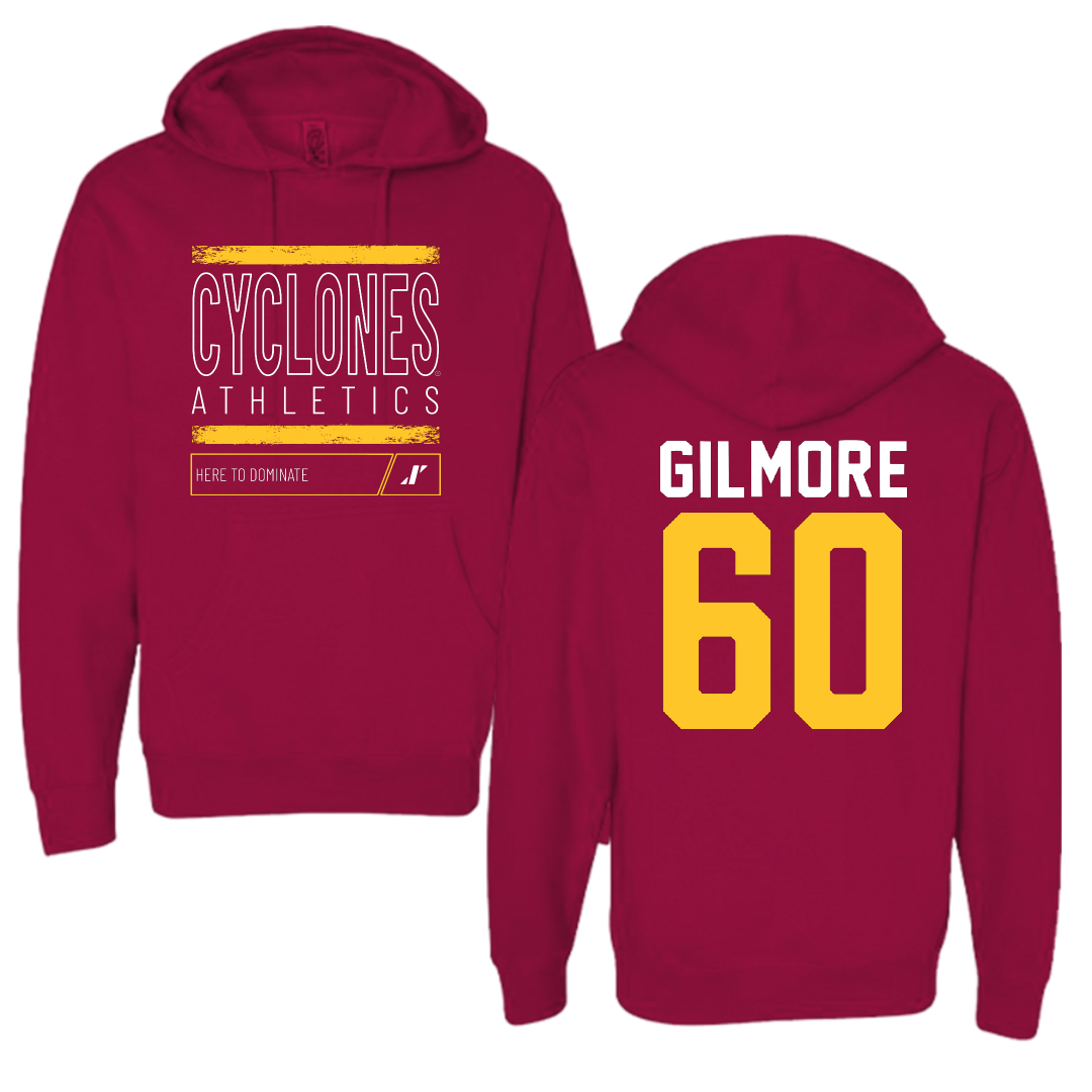 Iowa State University Football Cardinal Dominate Hoodie - #60 Aidan Gilmore
