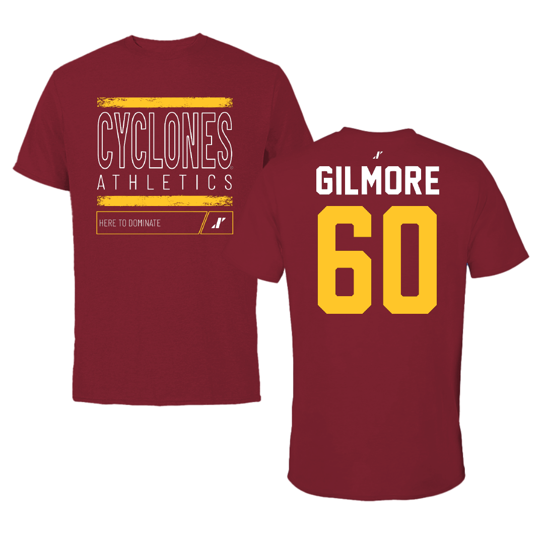 Iowa State University Football Cardinal Dominate Tee - #60 Aidan Gilmore