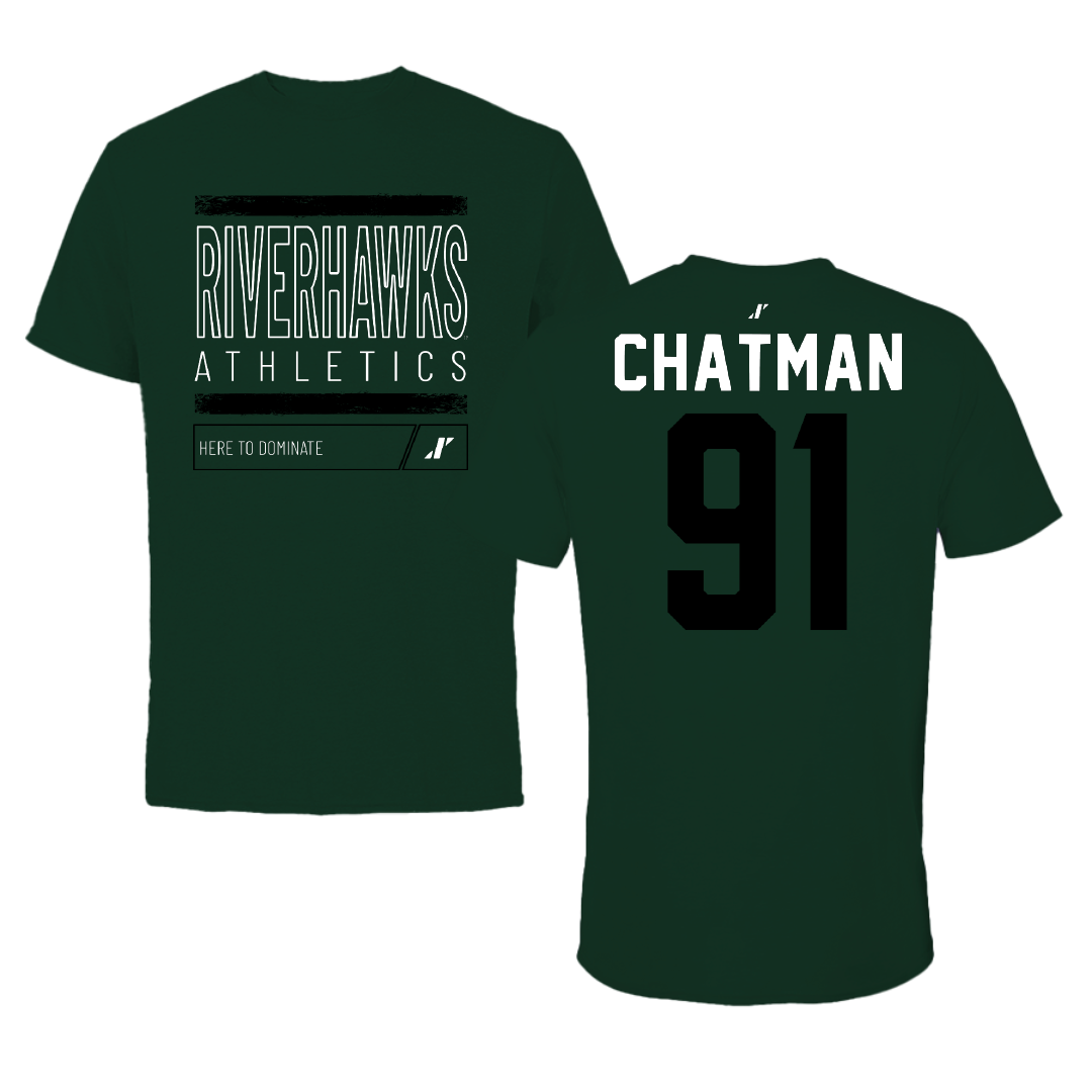 Northeastern State University Football Forest Green Dominate Tee - #91 Marquez Chatman