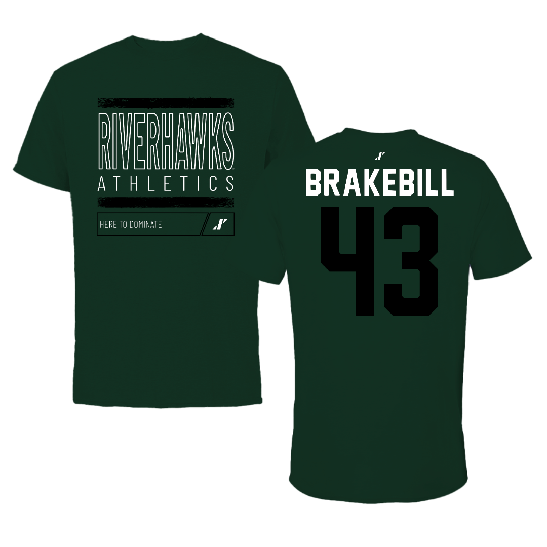 Northeastern State University Football Forest Green Dominate Tee - #43 Kale Brakebill
