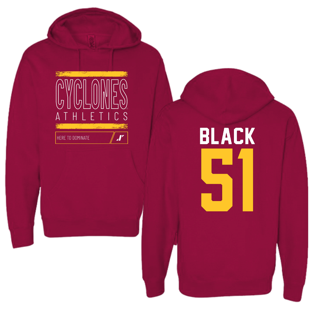 Iowa State University Football Cardinal Dominate Hoodie - #51 Brendan Black