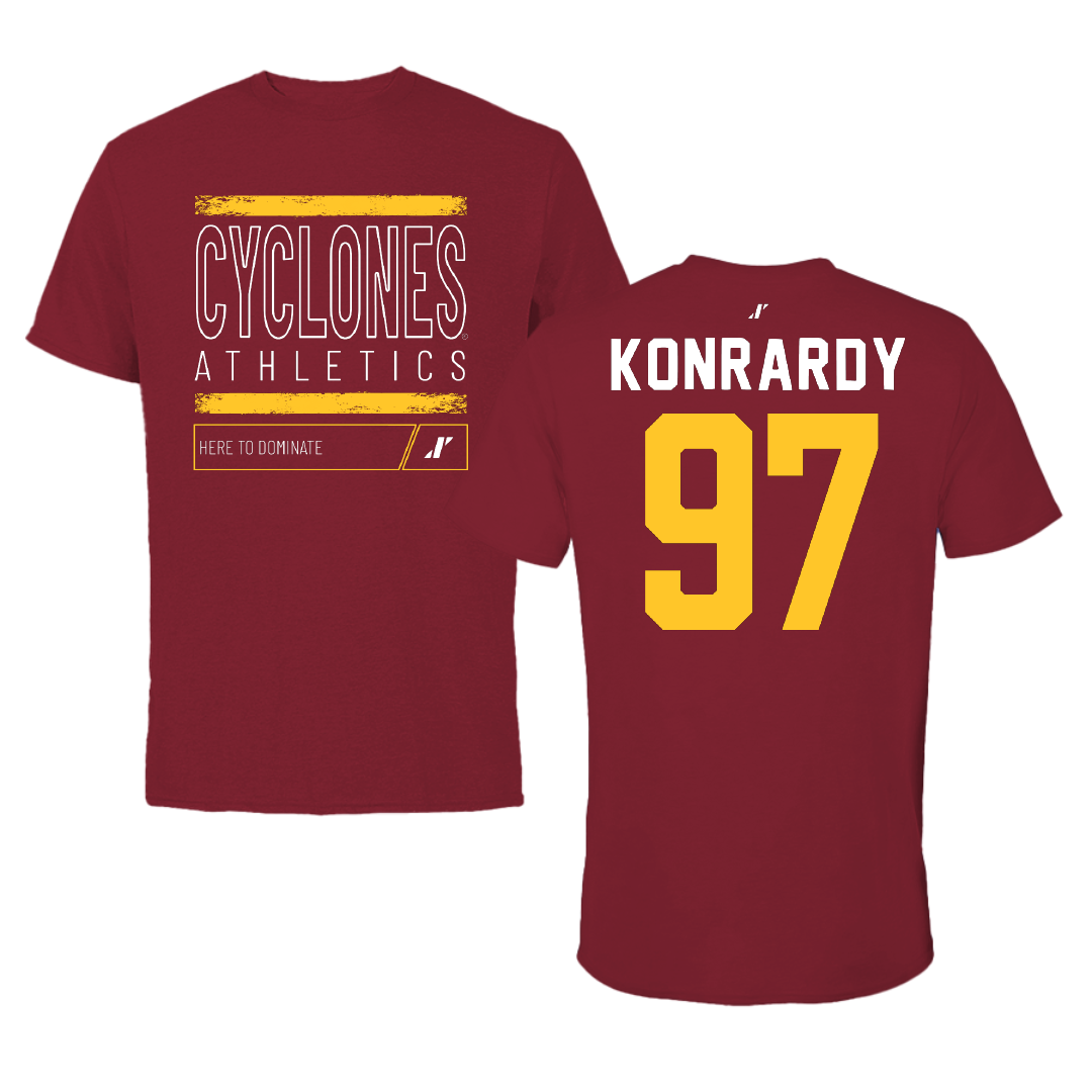 Iowa State University Football Cardinal Dominate Tee - #97 Kyle Konrardy
