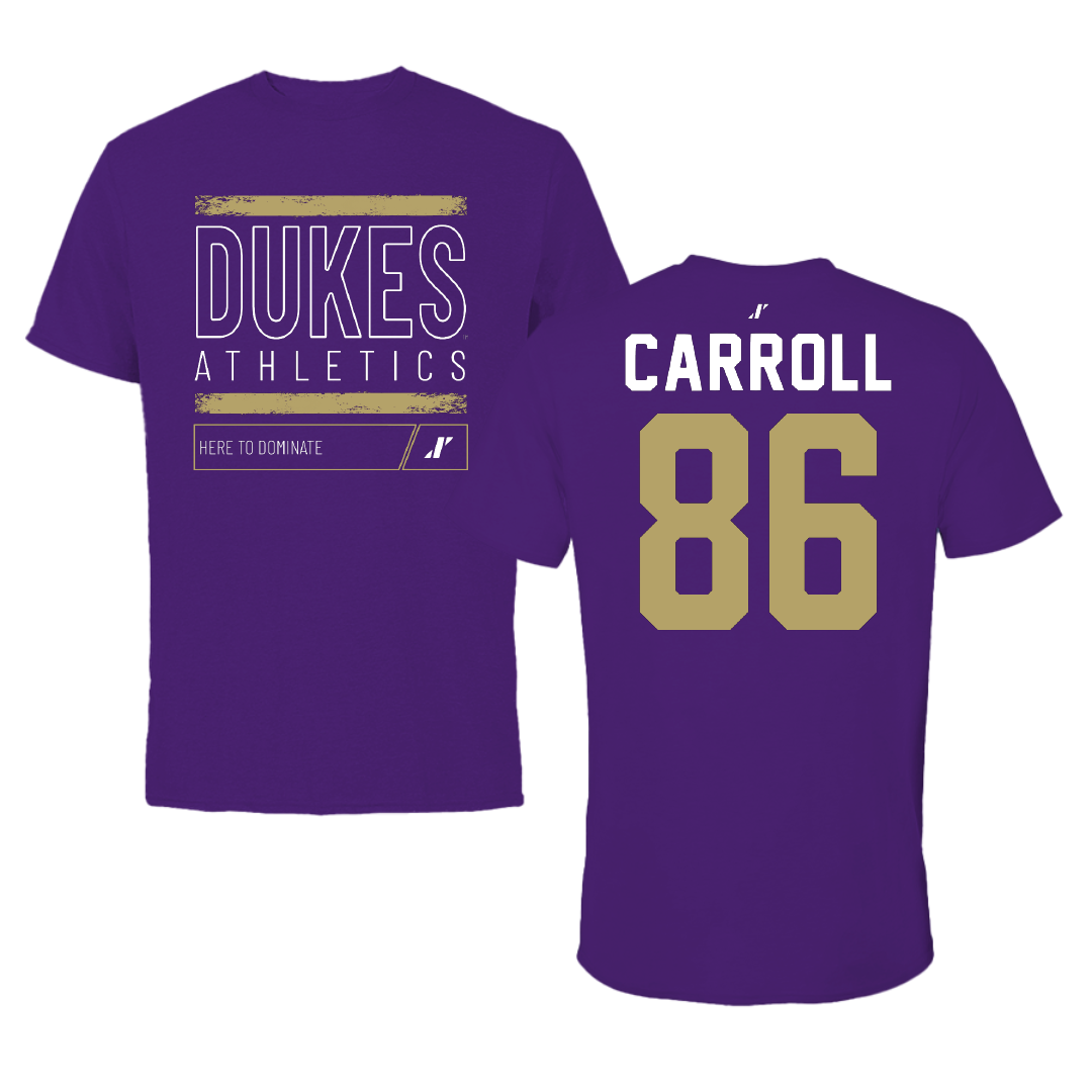 James Madison University Football Purple Dominate Tee - #86 Collin Carroll