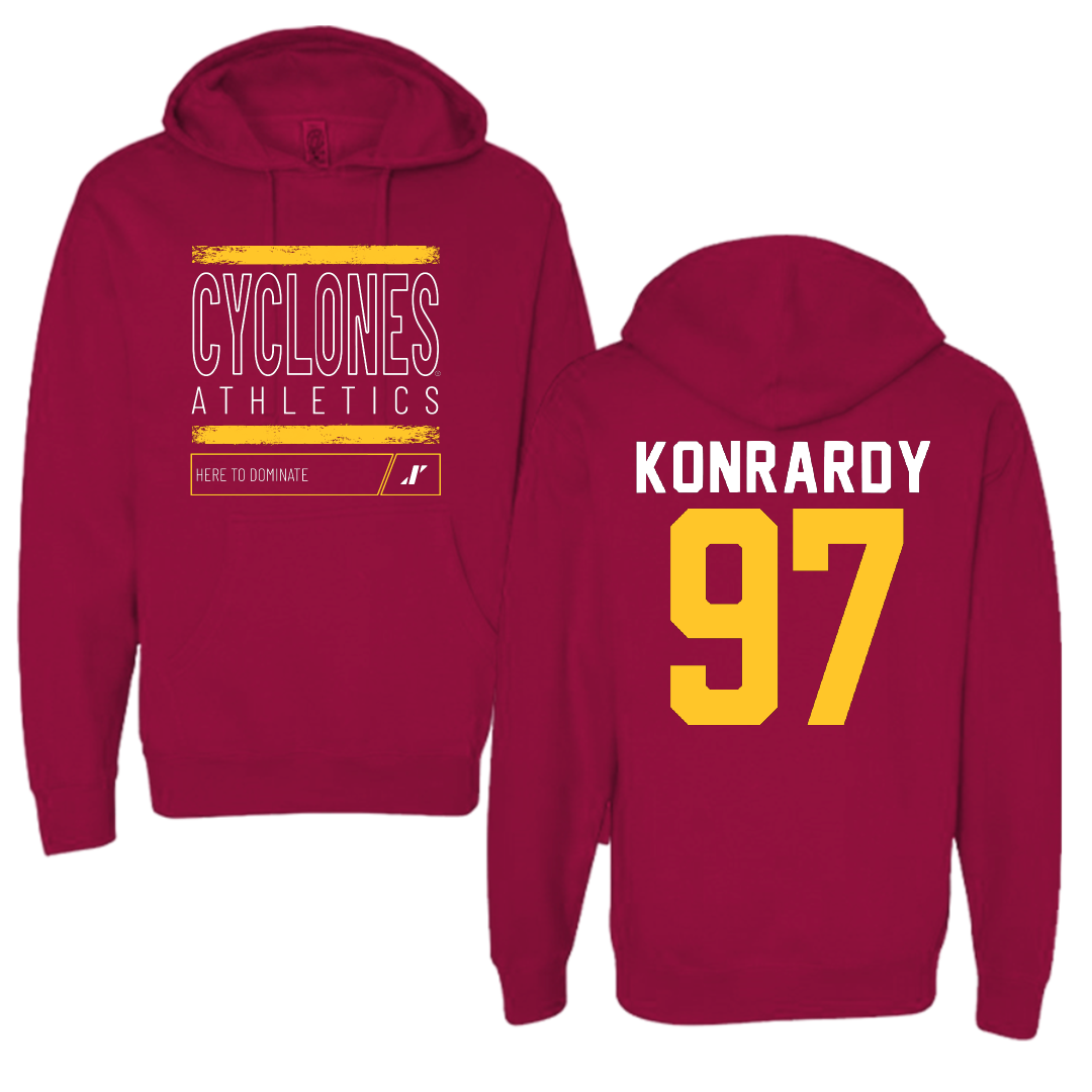 Iowa State University Football Cardinal Dominate Hoodie - #97 Kyle Konrardy