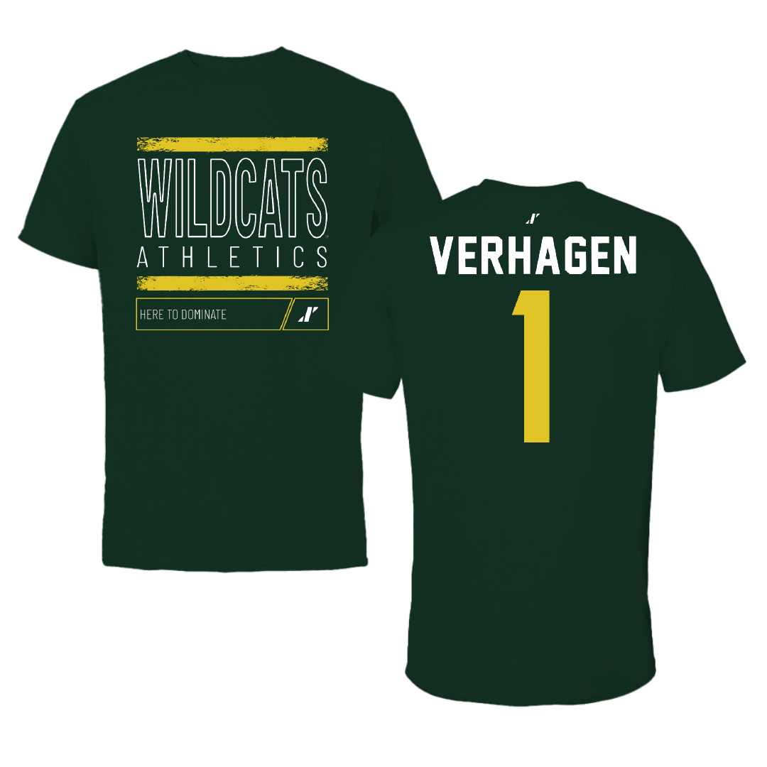 Northern Michigan University Basketball Forest Green Dominate Tee - #1 Casey Verhagen