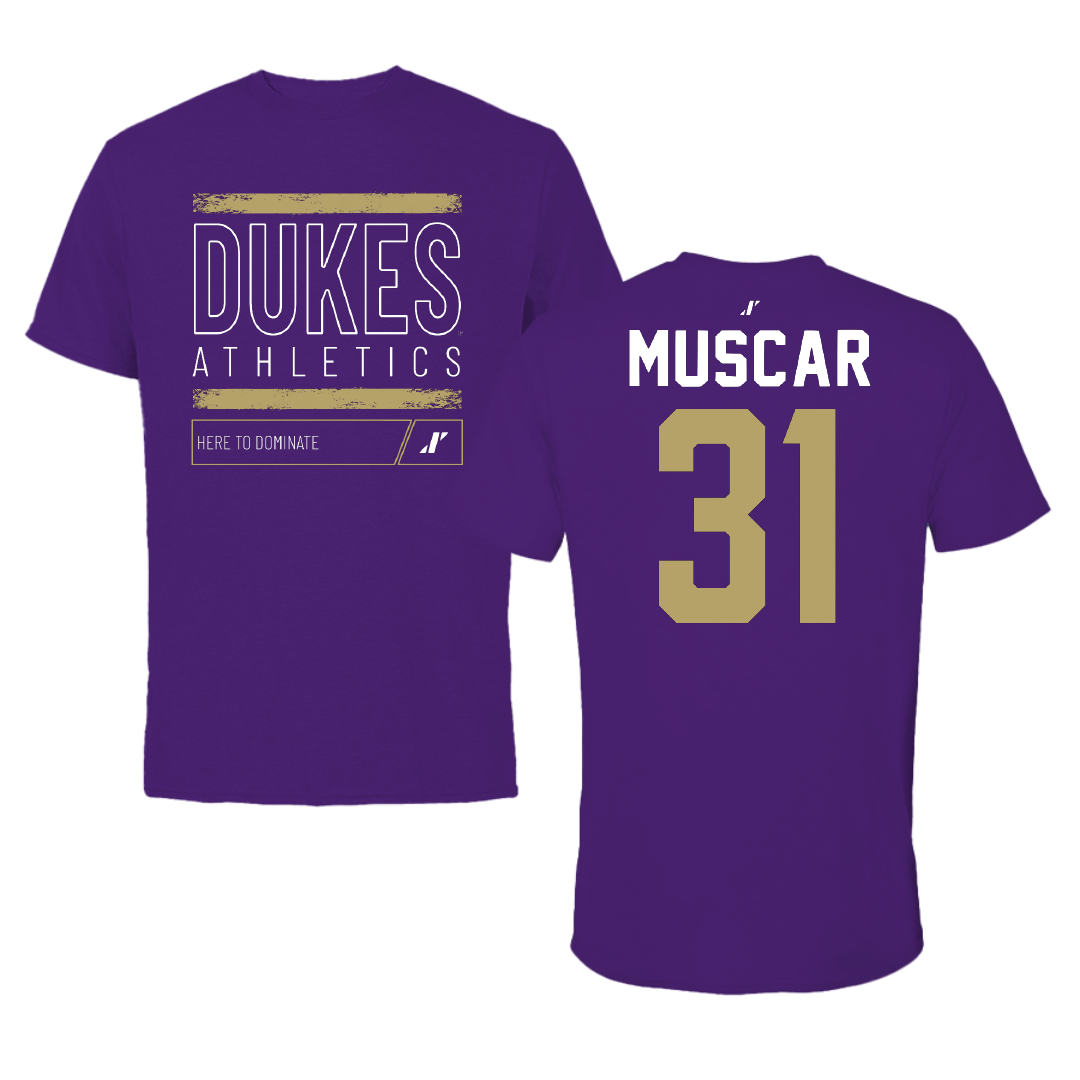 James Madison University Baseball Purple Dominate Tee - #31 Tyler Muscar
