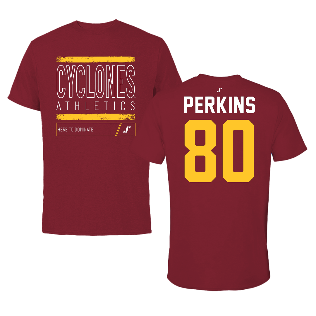 Iowa State University Football Cardinal Dominate Tee - #80 Tyler Perkins