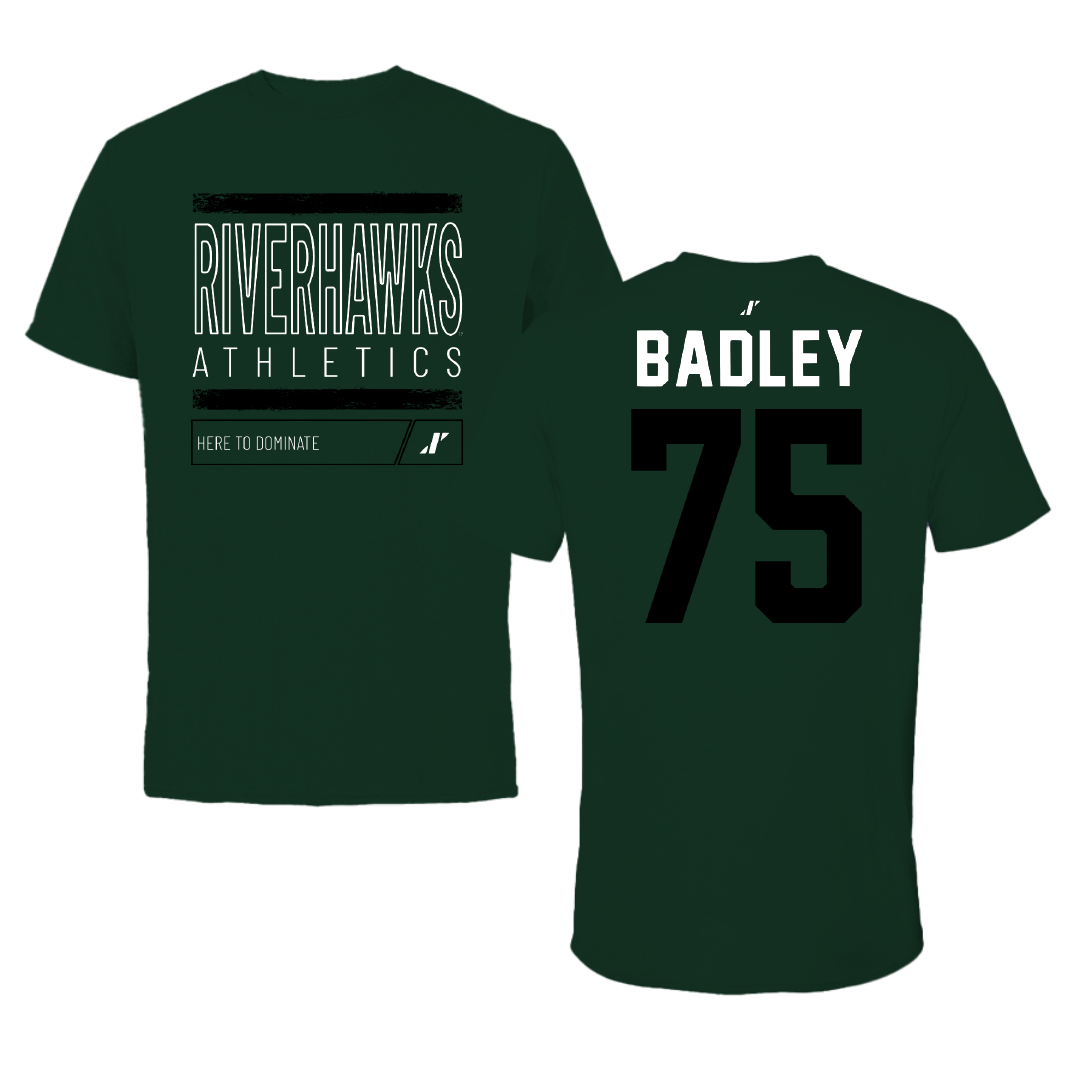 Northeastern State University Football Forest Green Dominate Tee - #75 Cayson Badley
