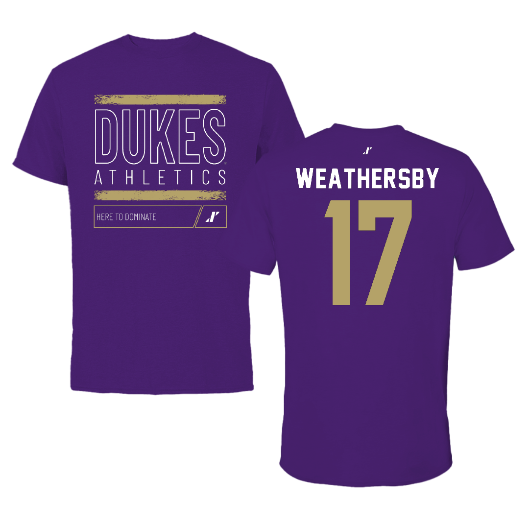 James Madison University Football Purple Dominate Tee - #17 Gannon Weathersby
