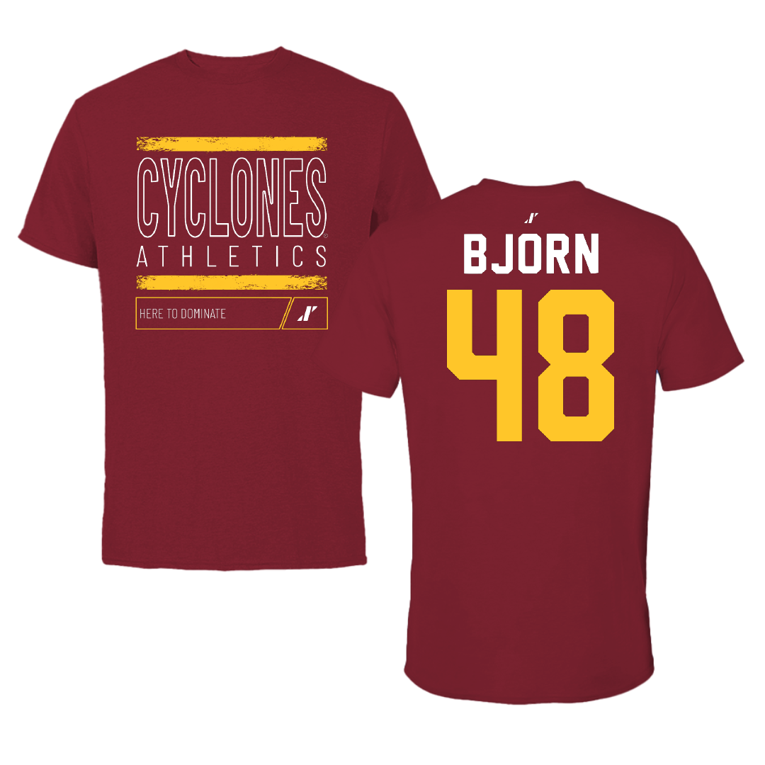 Iowa State University Football Cardinal Dominate Tee - #48 Jack Bjorn