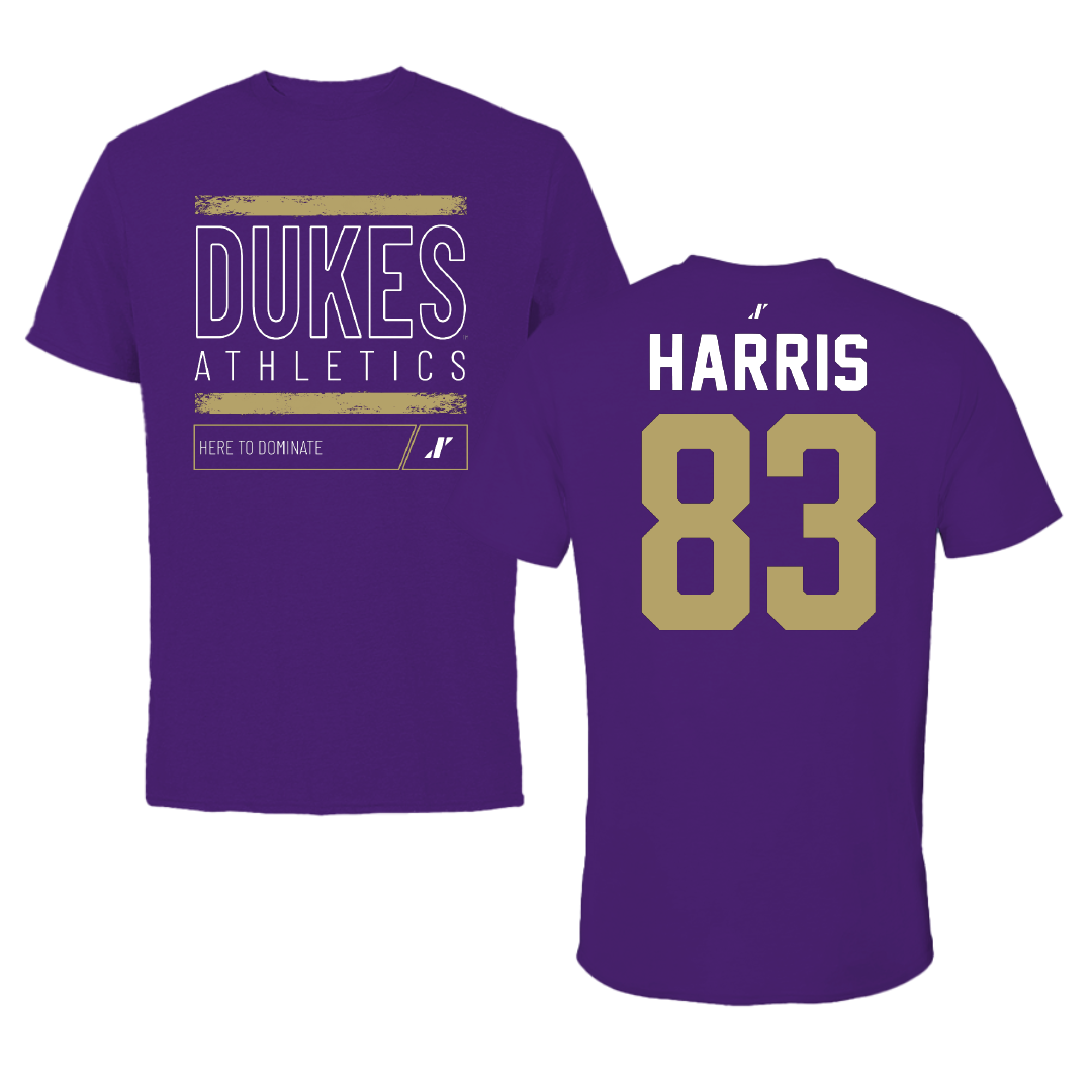 James Madison University Football Purple Dominate Tee - #83 Erick Harris