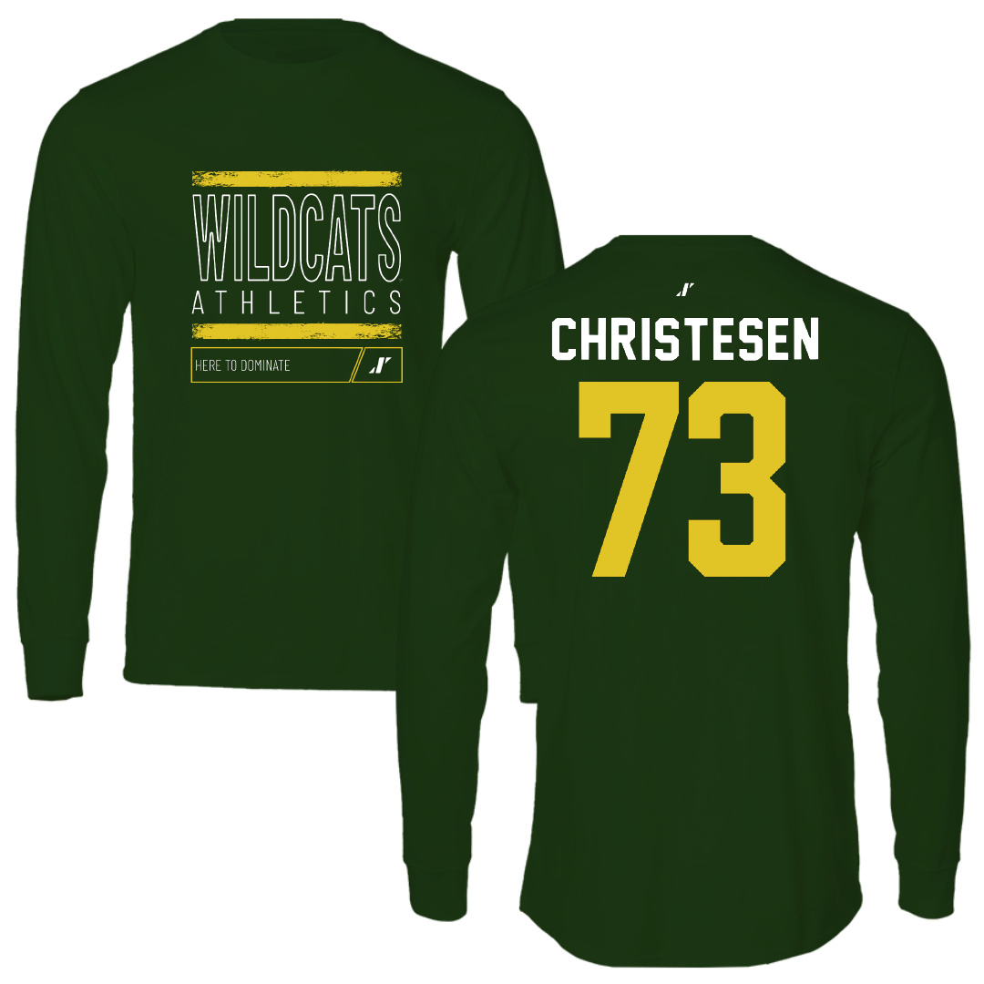 Northern Michigan University Football Forest Green Dominate Long Sleeve - #73 Charlie Christesen