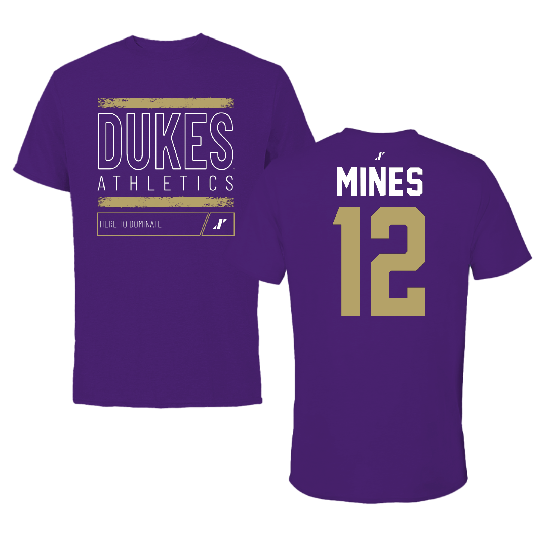James Madison University Football Purple Dominate Tee - #12 Jayden Mines