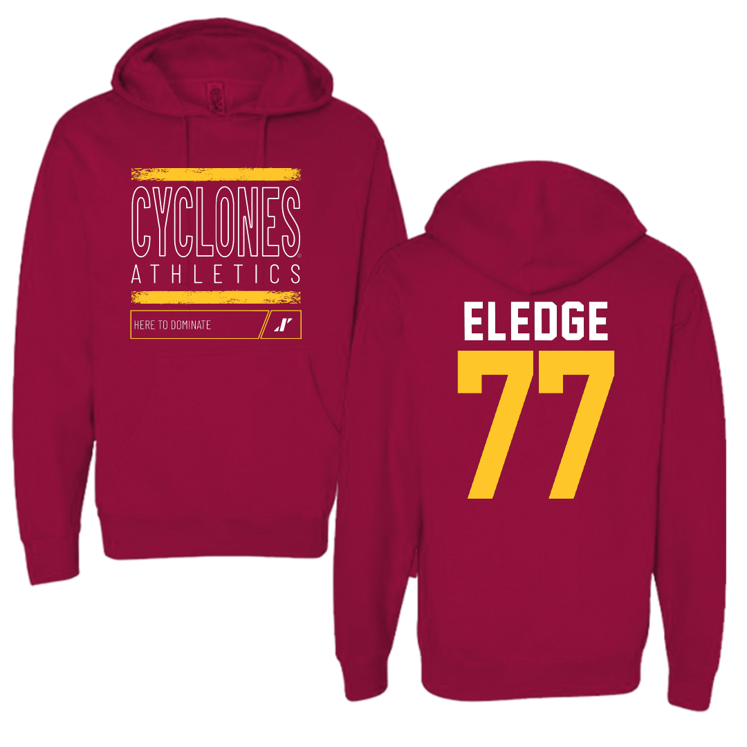 Iowa State University Football Cardinal Dominate Hoodie - #77 Easton Eledge
