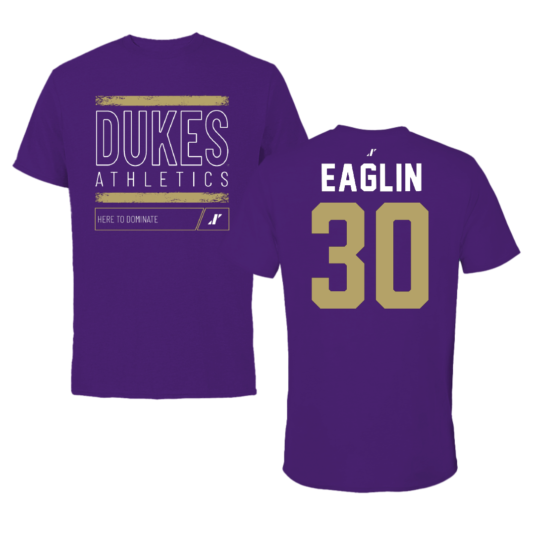 James Madison University Football Purple Dominate Tee - #30 Justin Eaglin