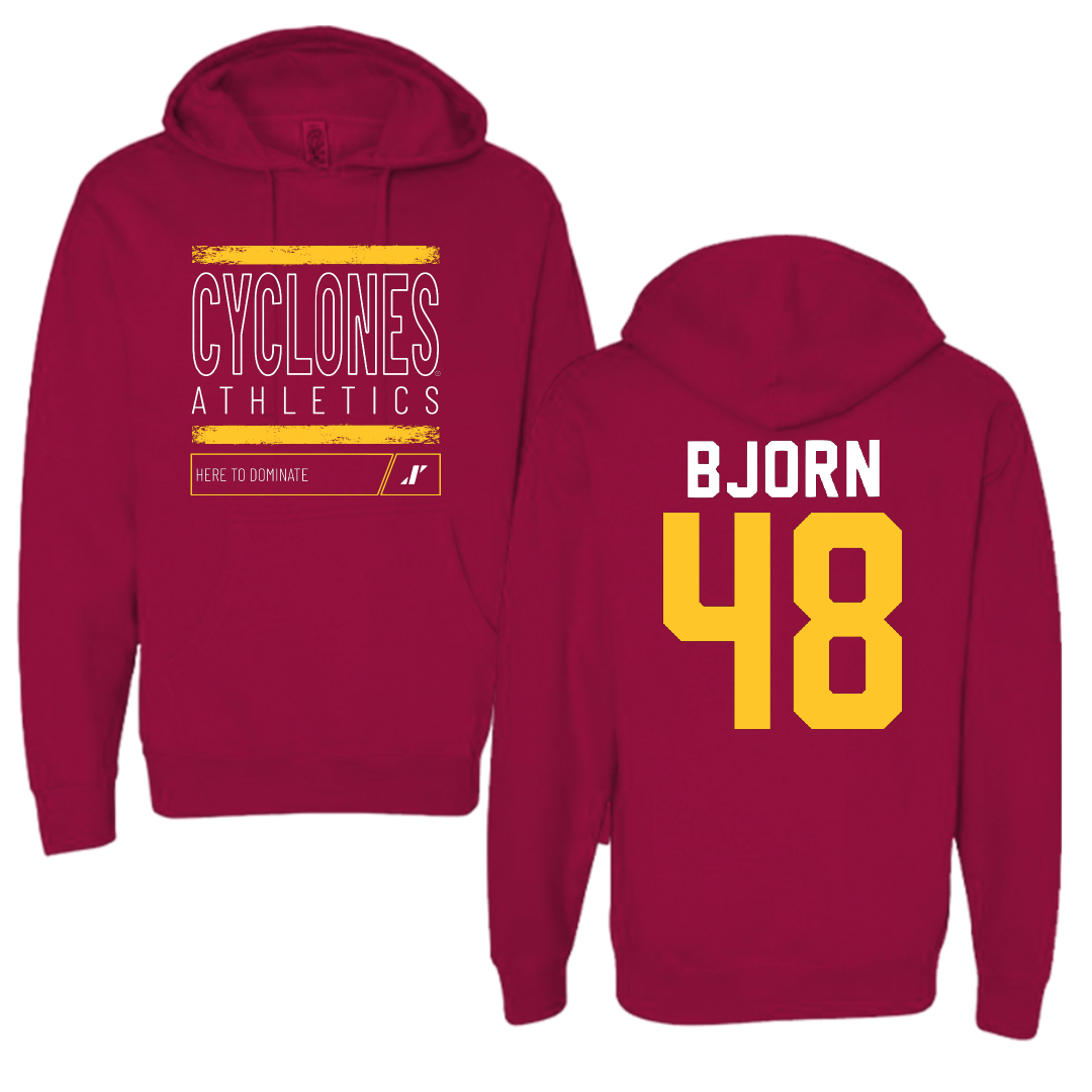 Iowa State University Football Cardinal Dominate Hoodie - #48 Jack Bjorn