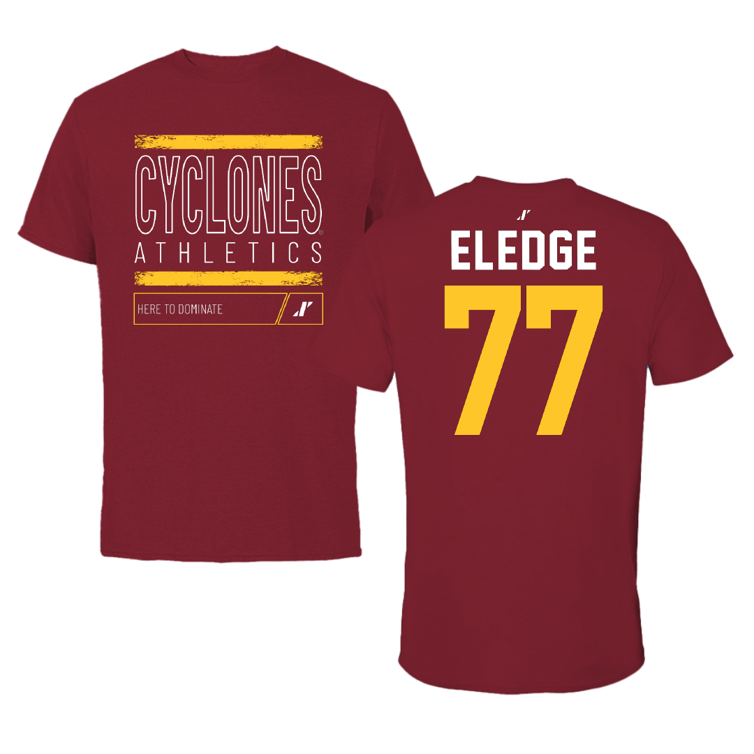 Iowa State University Football Cardinal Dominate Tee - #77 Easton Eledge