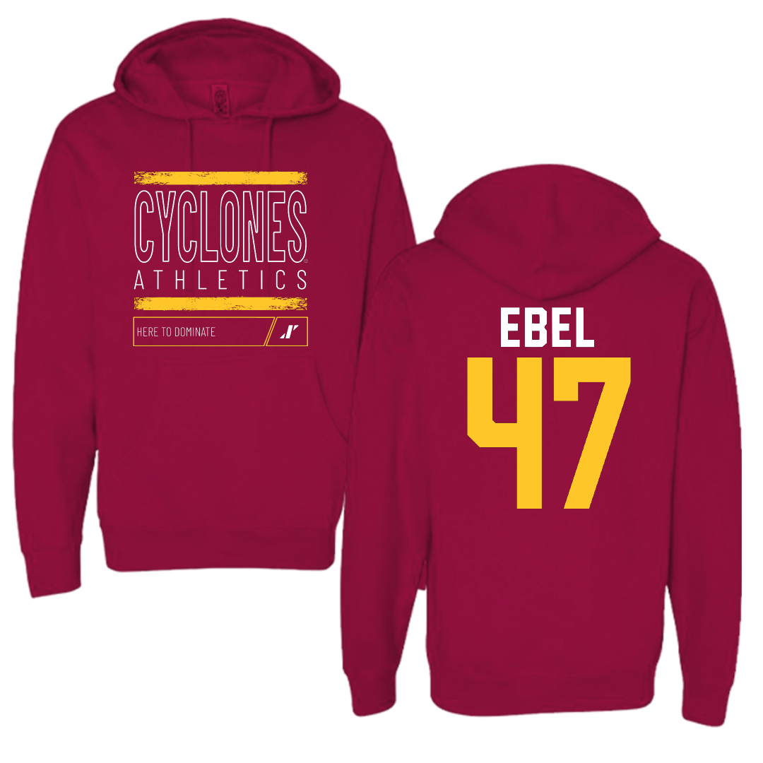 Iowa State University Football Cardinal Dominate Hoodie - #47 Kooper Ebel