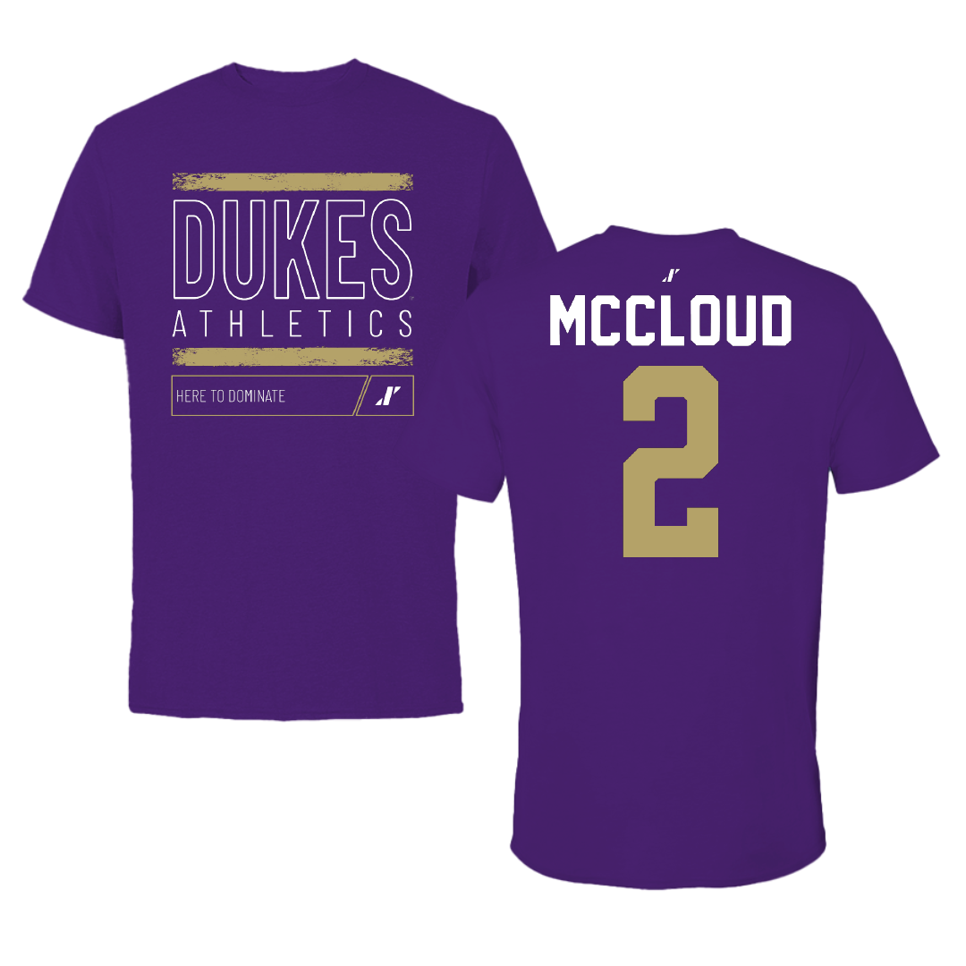 James Madison University Football Purple Dominate Tee - #2 Jordan McCloud