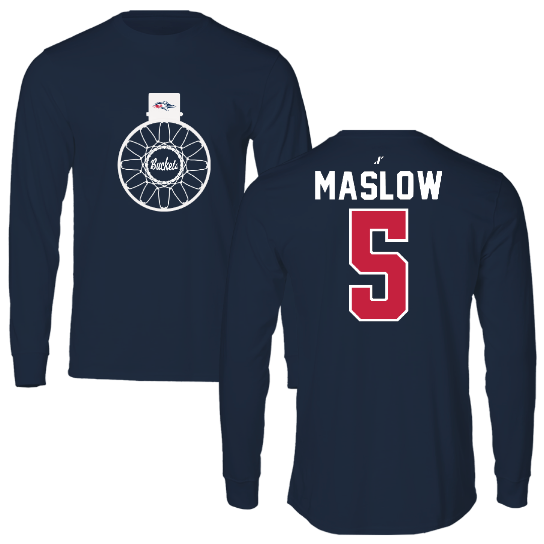 Metropolitan State University of Denver Basketball Navy Buckets Long Sleeve - #5 Ryan Maslow