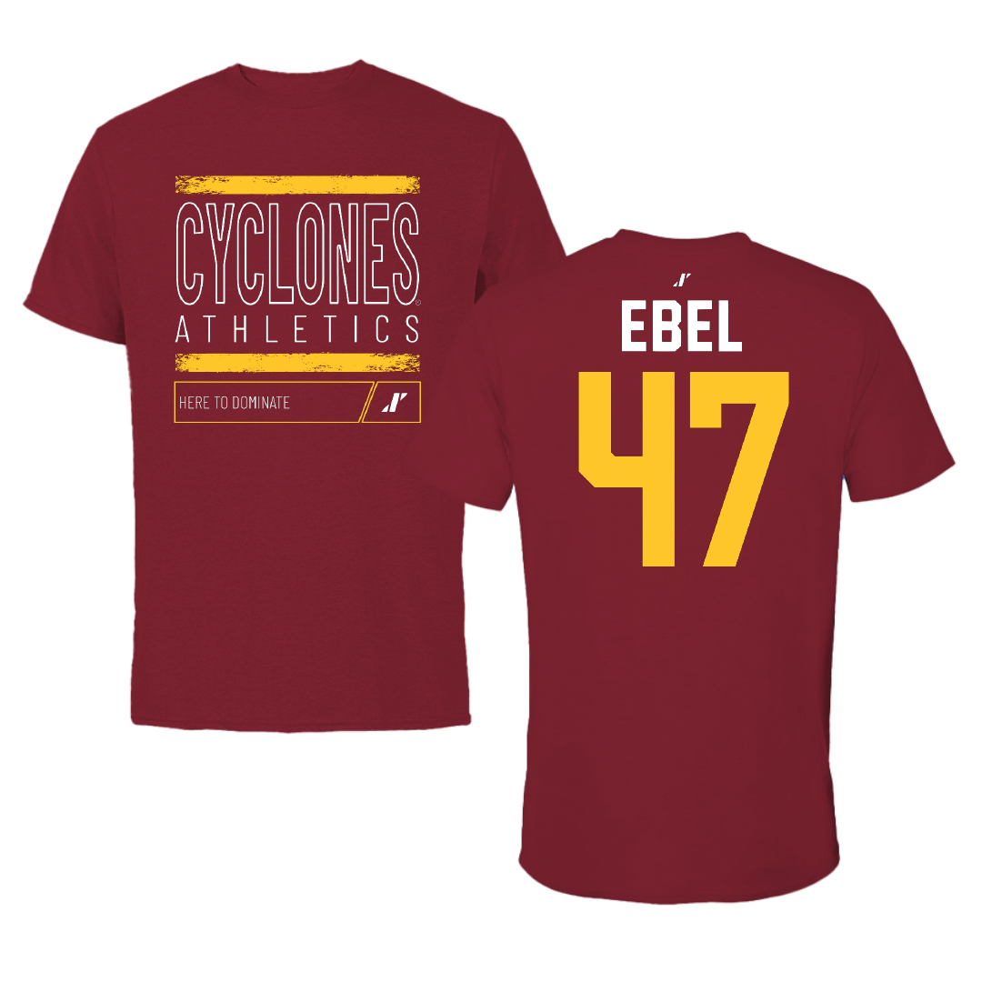 Iowa State University Football Cardinal Dominate Tee - #47 Kooper Ebel