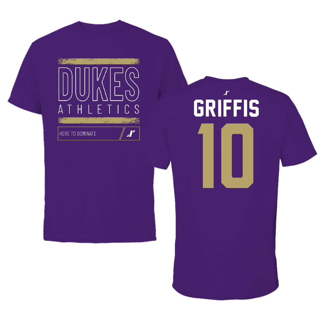 James Madison University Football Purple Dominate Tee - #10 Brett Griffis