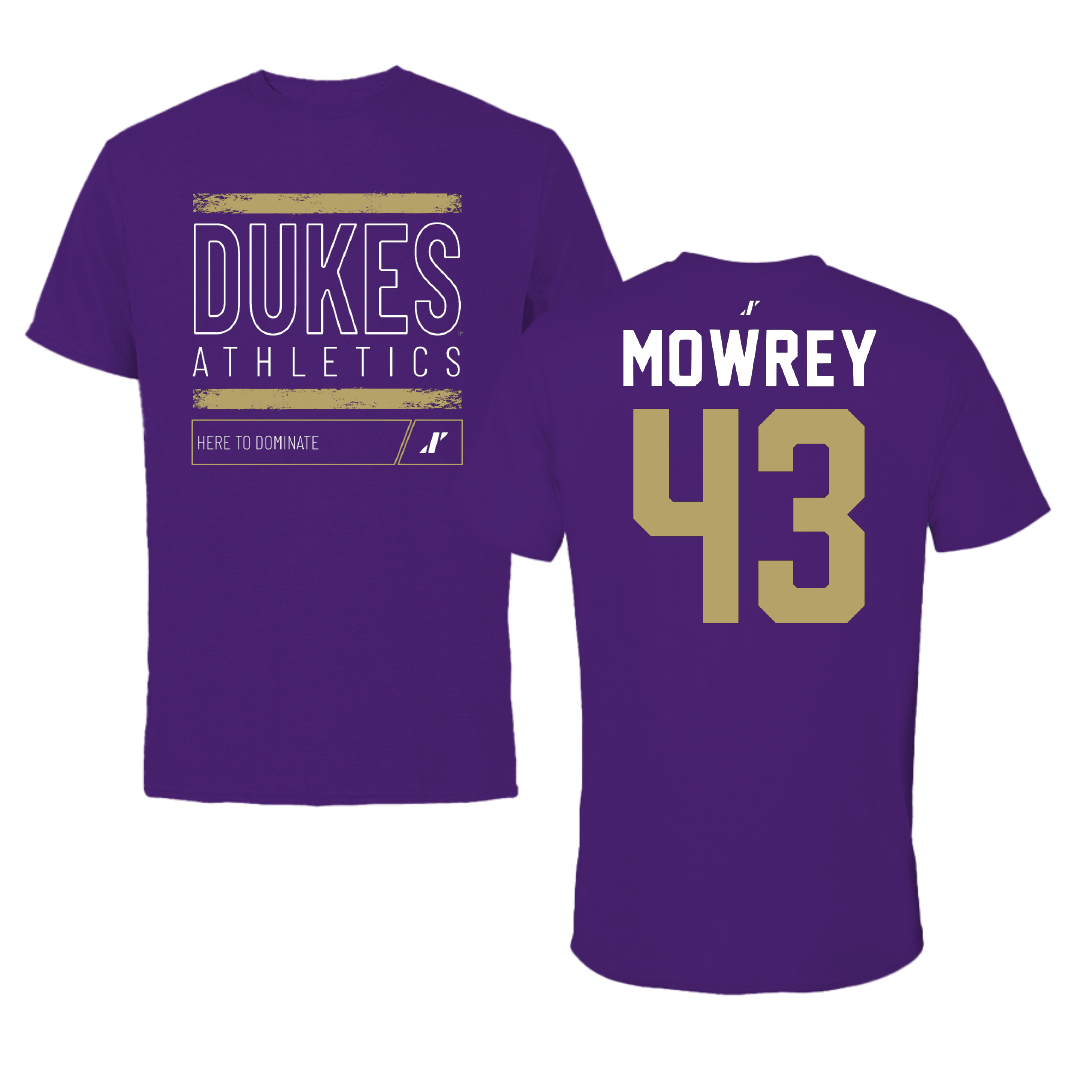 James Madison University Football Purple Dominate Tee - #43 Jack Mowrey