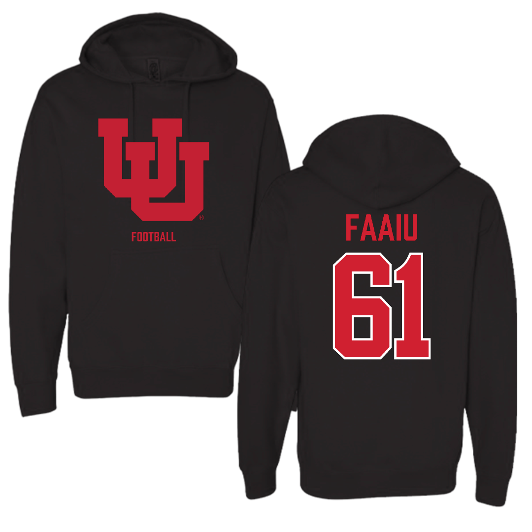 University of Utah Football Black Block Hoodie - #61 Kolinu'u Faaiu