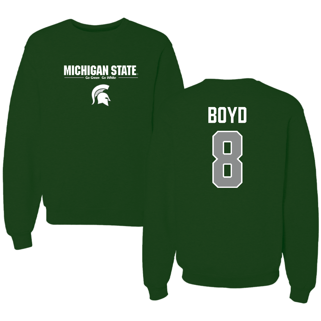 Michigan State University Football Forest Green General Crewneck - #8 Evan Boyd
