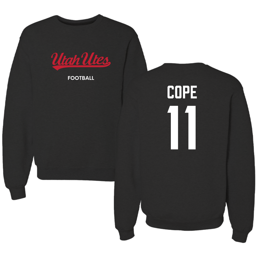 University of Utah Football Black Crewneck - #11 Makai Cope