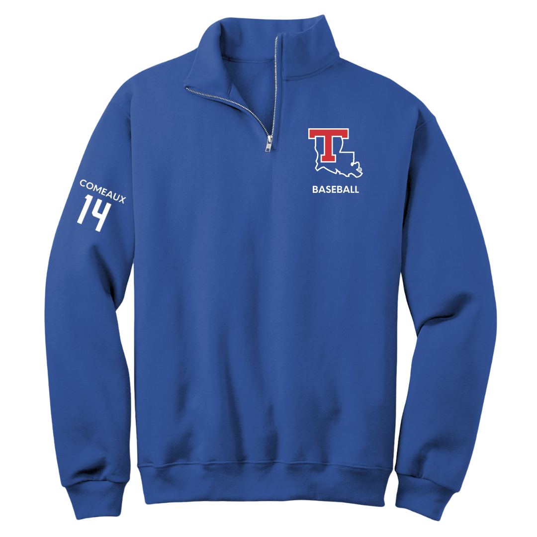 Louisiana Tech University Baseball Blue Quarter-Zip - #14 Grant Comeaux
