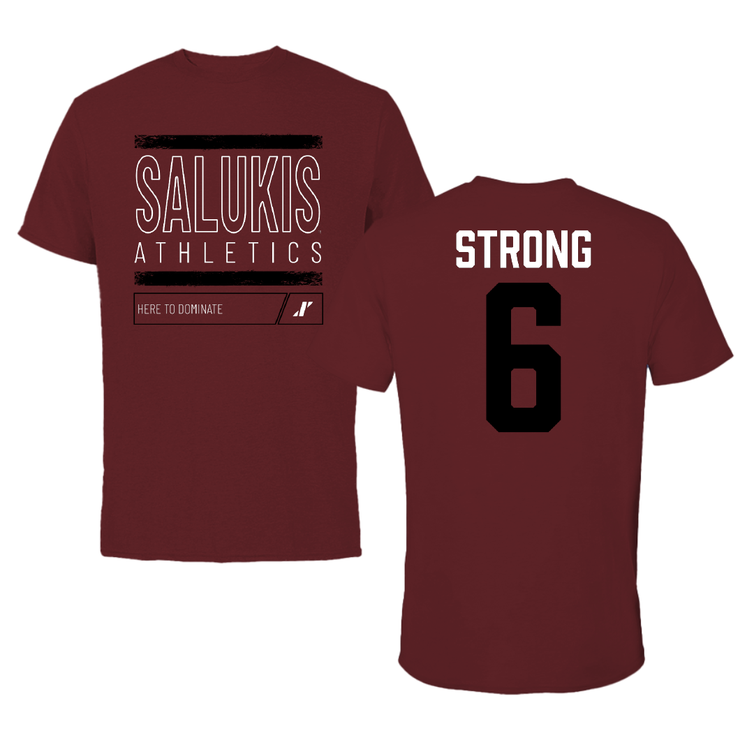 Southern Illinois University at Carbondale Football Maroon Dominate Tee - #6 Justin Strong