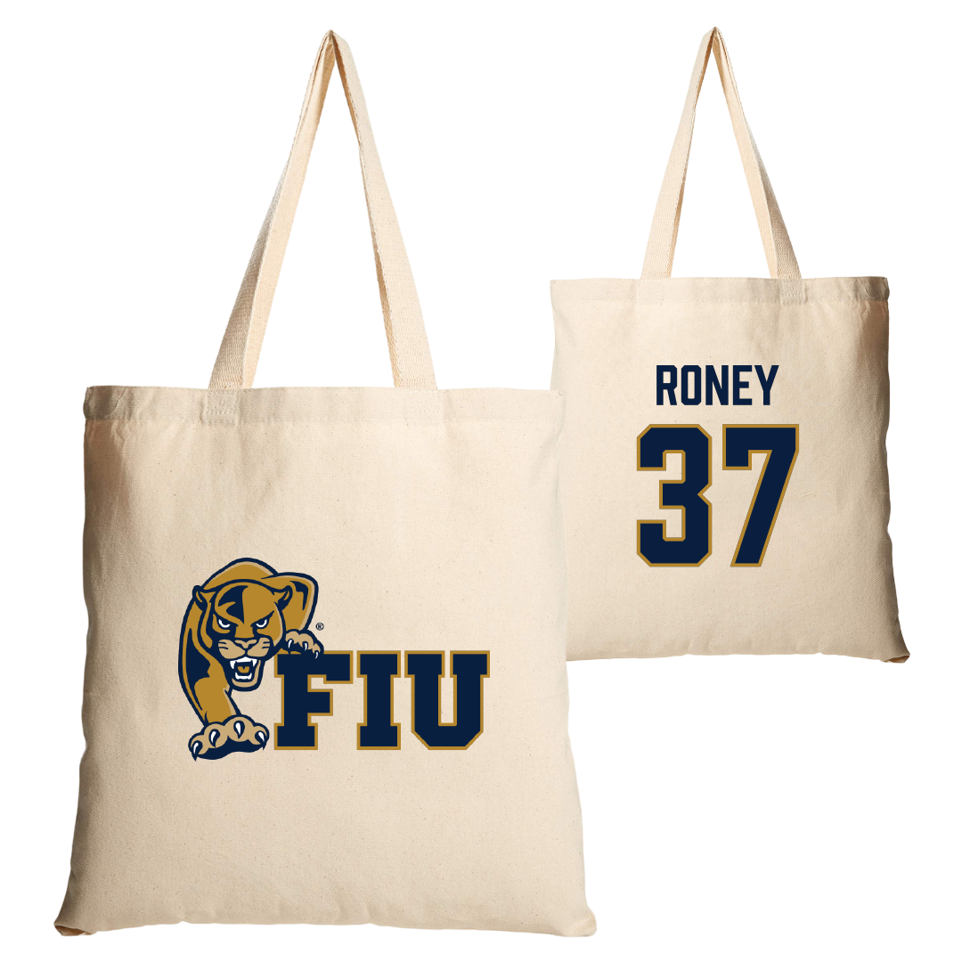 Florida International University Baseball Tan Canvas Tote Bag - #37 Brendan Roney