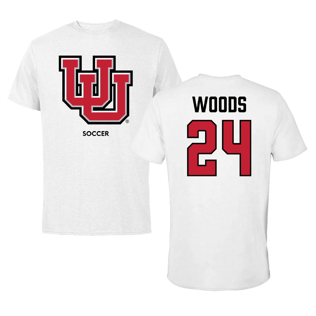 University of Utah Soccer (W) White Tee - #24 Bella Woods
