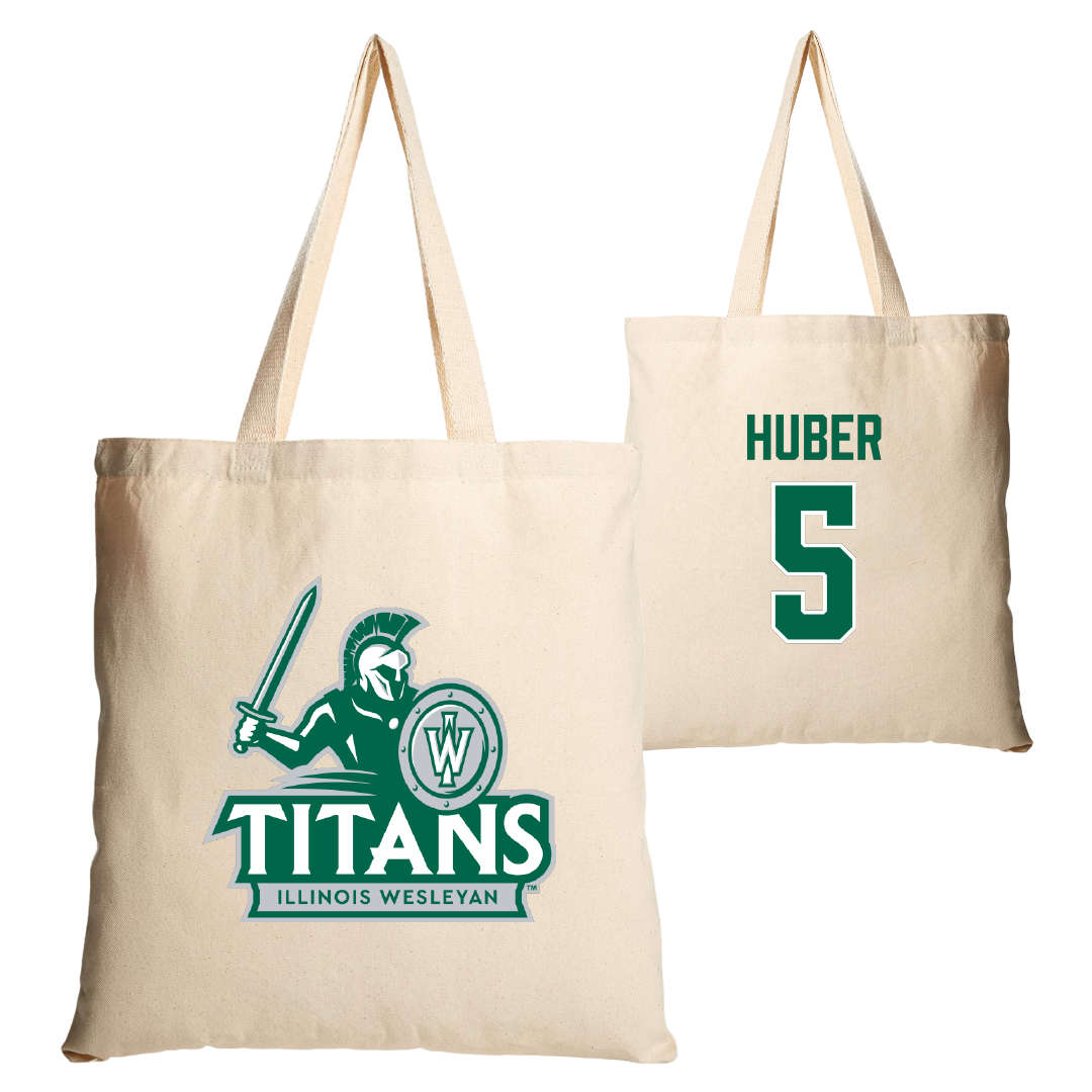 Illinois Wesleyan University Basketball Tan Canvas Tote Bag - #5 Lauren Huber