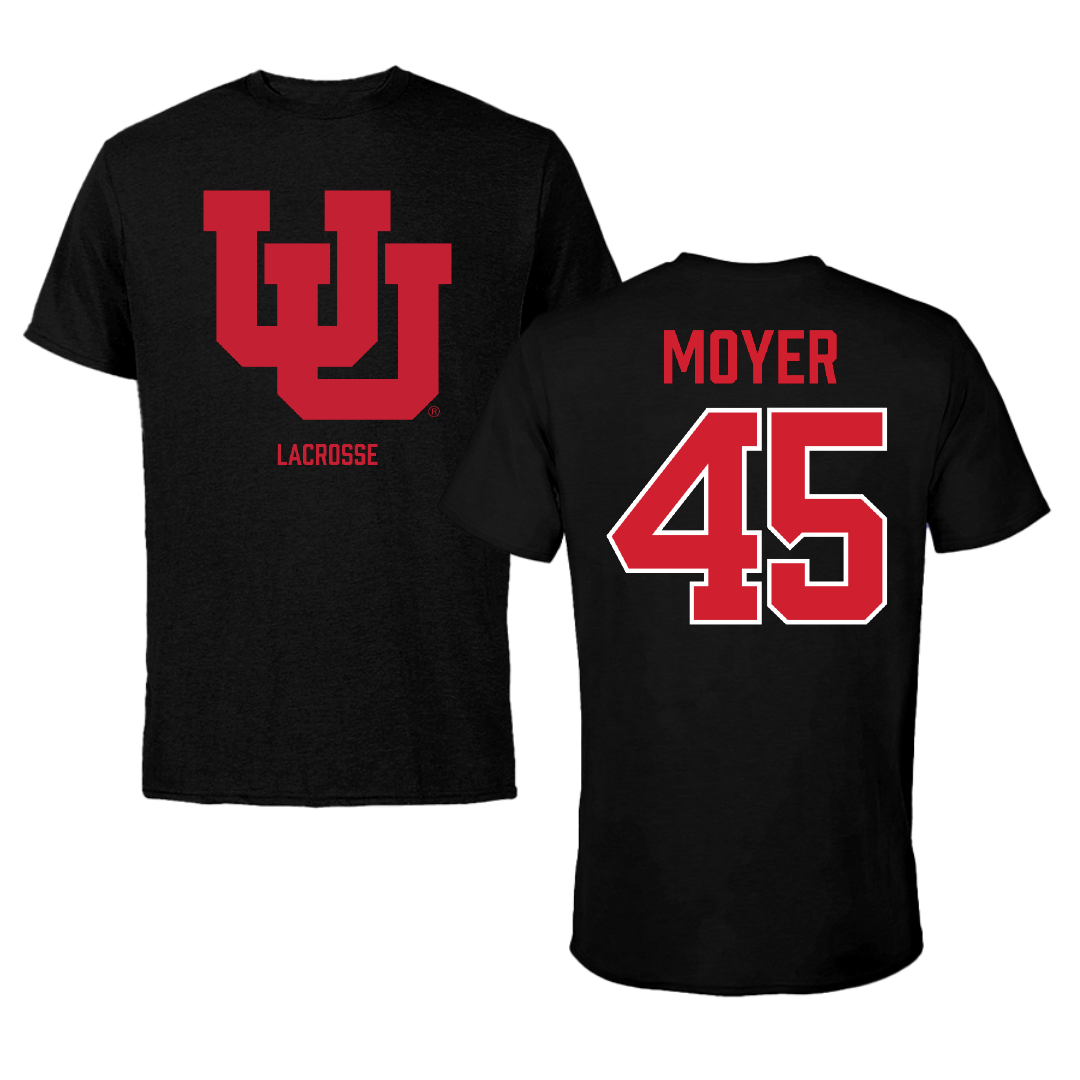 University of Utah Lacrosse (M) Black Performance Tee - #45 Carson Moyer
