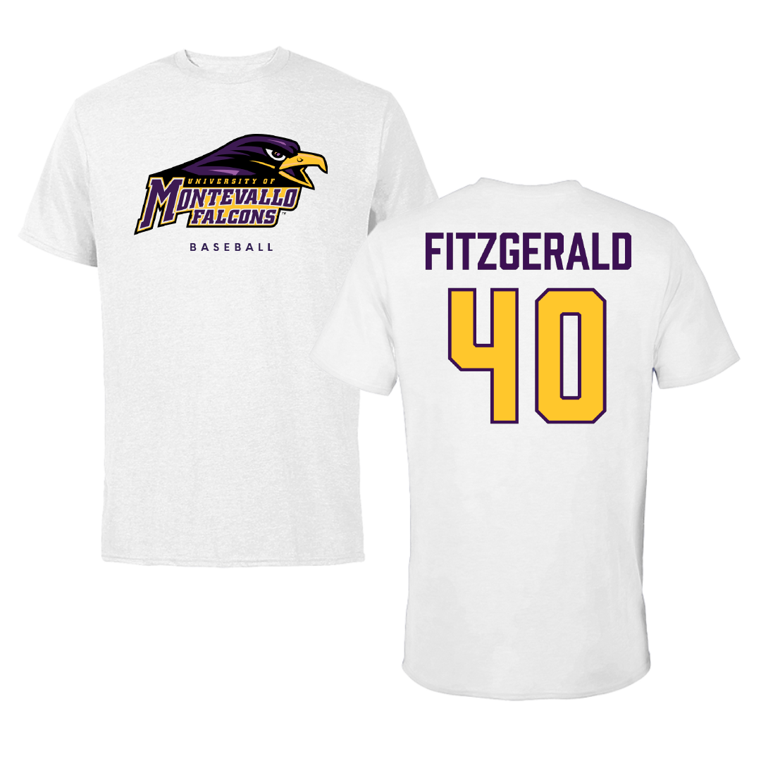 University of Montevallo Baseball White Performance Tee - #40 Jack Fitzgerald