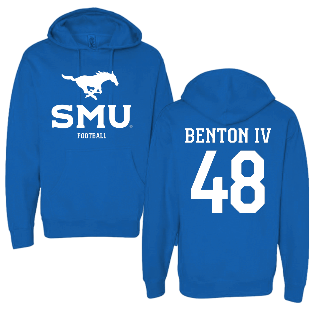 Southern Methodist University Football Blue Hoodie - #48 Will Benton IV
