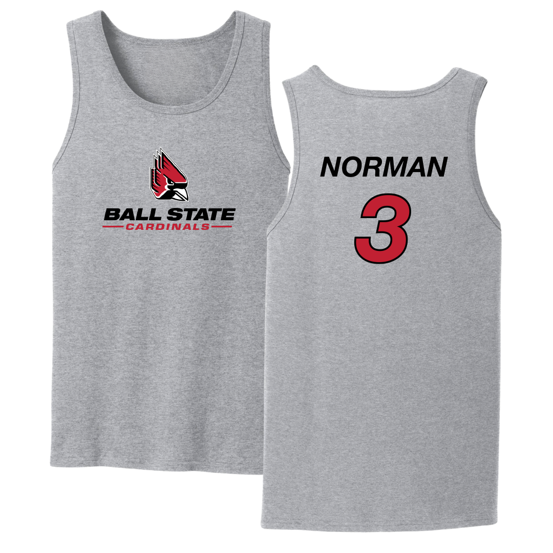 Ball State University Basketball Sport Gray Tank Top - #3 Karsyn Norman