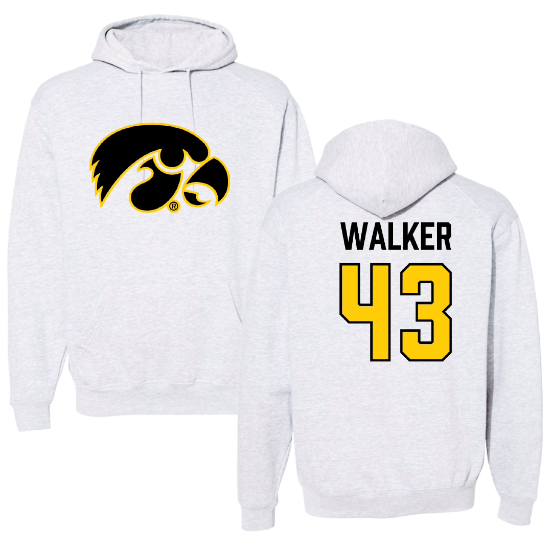 University of Iowa Baseball Light Gray Hoodie - #43 Bryson Walker
