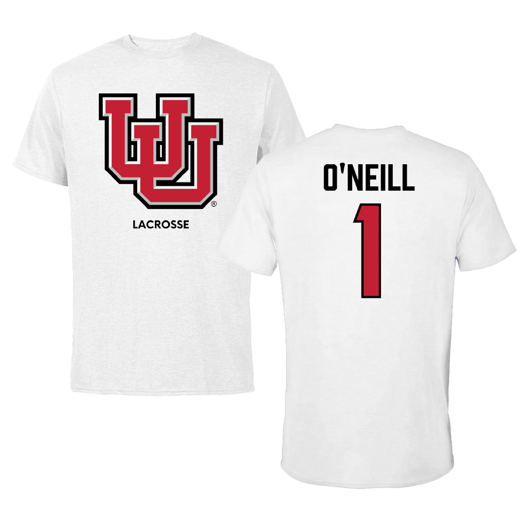 University of Utah Lacrosse (M) White Performance Tee - #1 Conor O'Neill