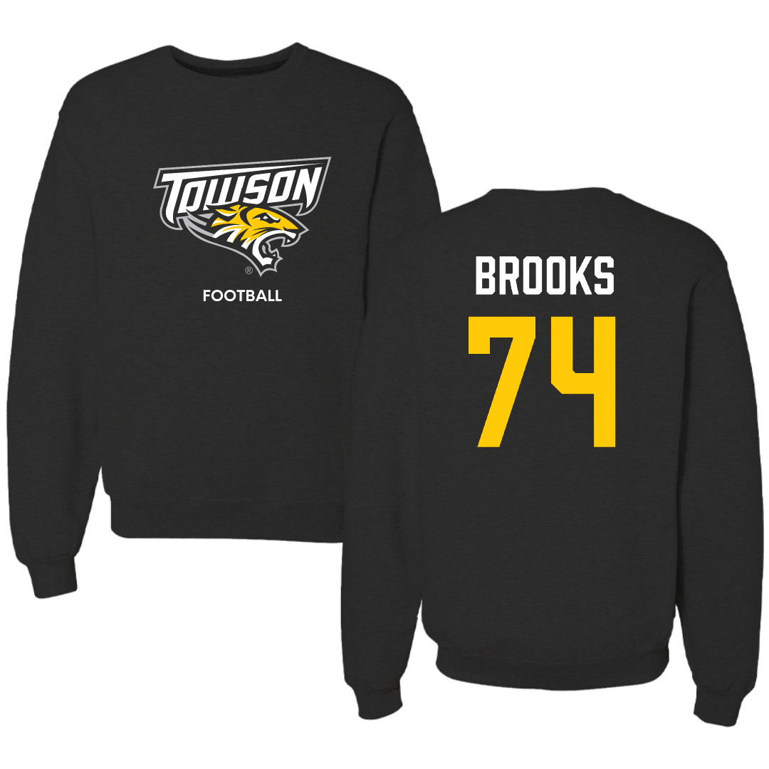 Towson University Football Black Crewneck - #74 KJ Brooks