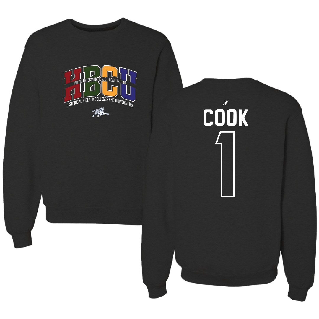 Jackson State University Basketball Black HBCU Crewneck - #1 Zeke Cook