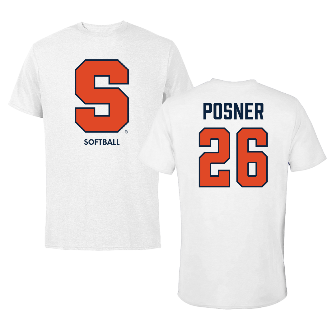 Syracuse University Softball White Performance Tee - #26 Taylor Posner
