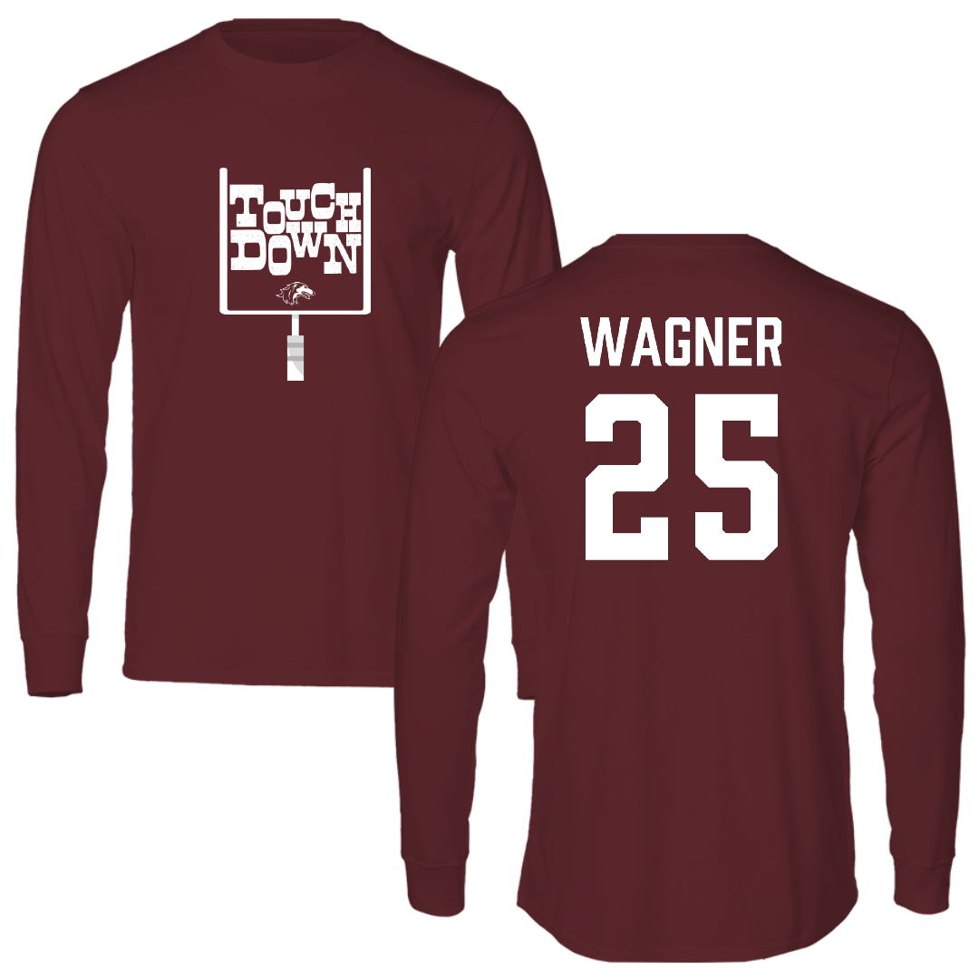 Southern Illinois University at Carbondale Football Maroon Touchdown Performance Long Sleeve - #25 Kayleb Wagner