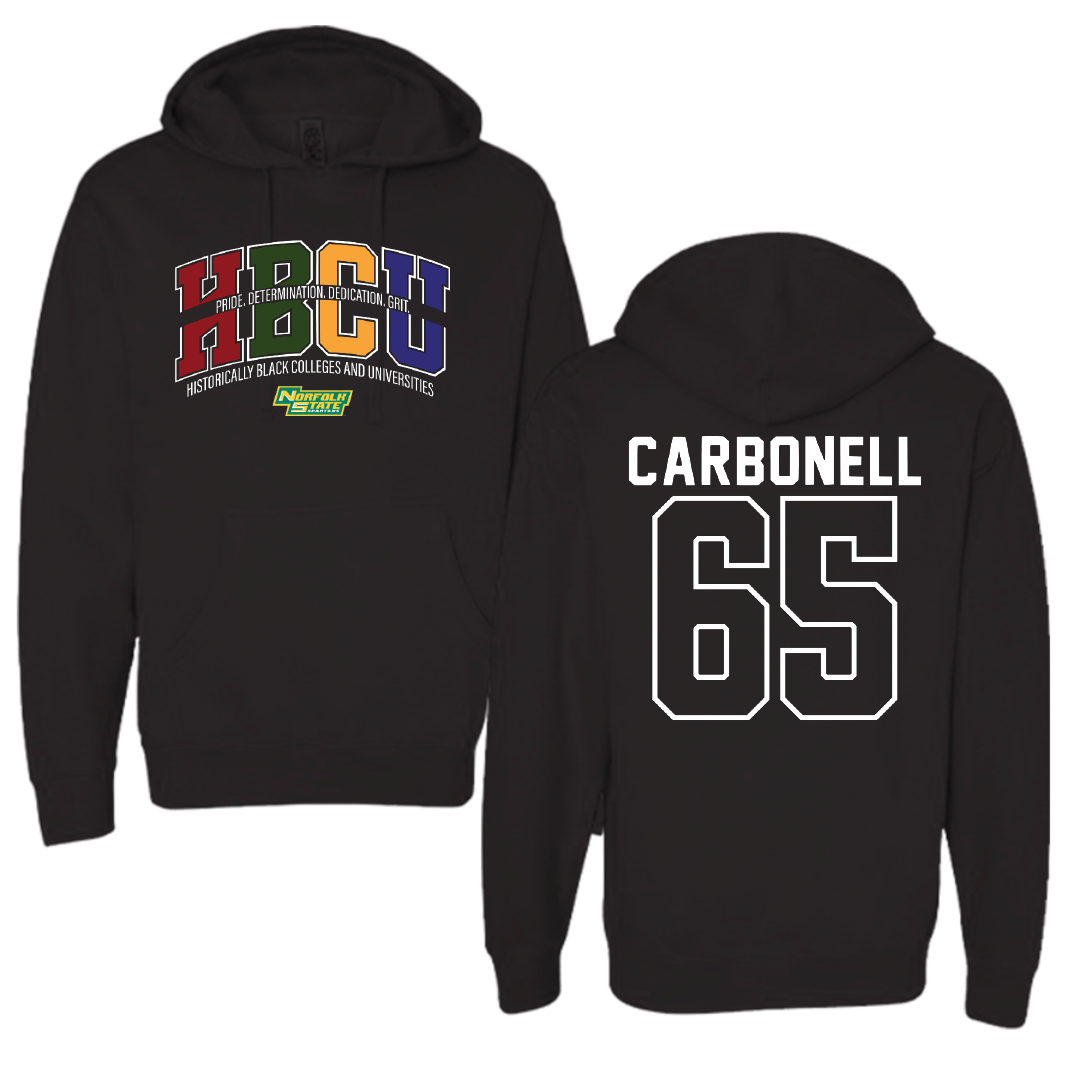 Norfolk State University Football Black HBCU Hoodie - #65 Juwuan Carbonell
